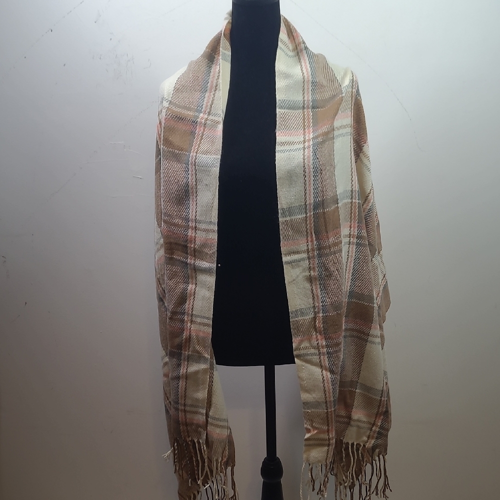 Plaid Fringe Scarf